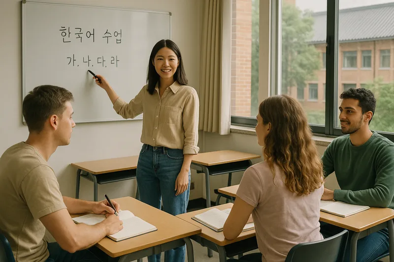 한국 대학 부설 어학당에서 한국어 수업을 듣는 외국인 학생들, D-4 어학연수 비자