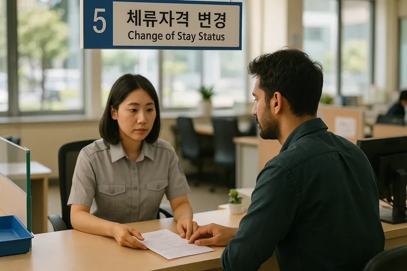 출입국·외국인청 창구에서 체류자격 변경을 신청하는 외국인, 체류자격 변경허가
