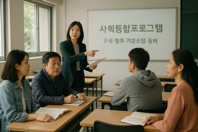 사회통합프로그램 강의실에서 수업을 듣는 재외동포 수강생들, F-5 영주 기본소양 준비