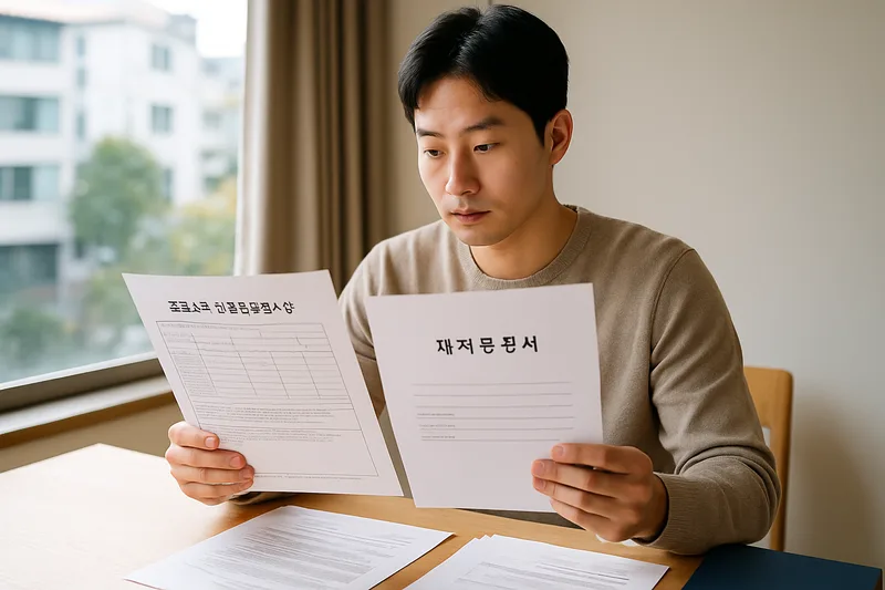 한국인 배우자가 근로소득 원천징수영수증과 재직증명서 등 소득 증빙 서류를 준비하는 모습, F-6 결혼비자 소득요건