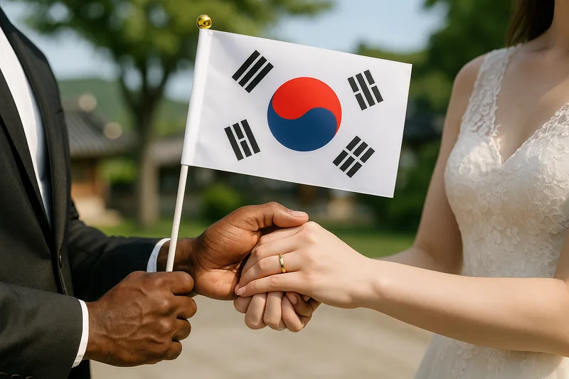 태극기를 든 다문화 부부의 손, 국민의 배우자 간이귀화