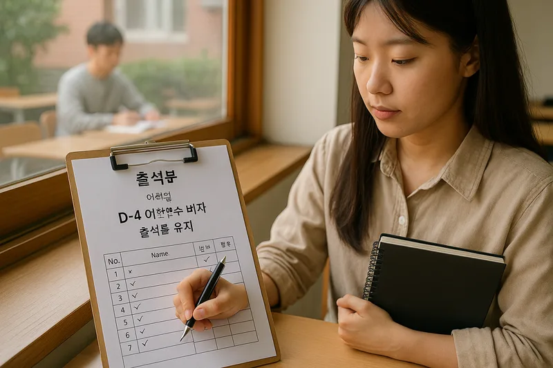 어학원 출석 관리와 수업 참여, D-4 어학연수 비자 출석률 유지 이미지