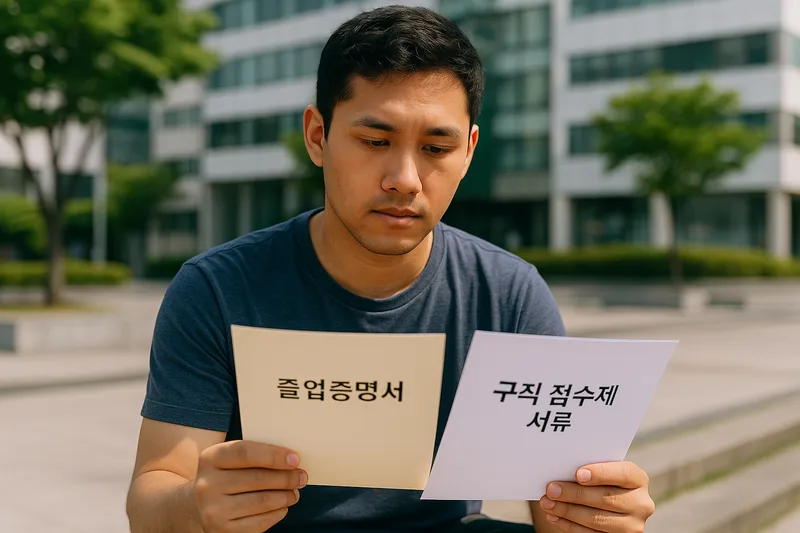졸업증명서와 구직 점수제 서류를 준비하는 외국인 유학생, D-10 구직비자 요건