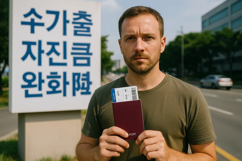 여권과 항공권을 들고 자진출국을 준비하는 외국인, 초과체류 자진신고 입국금지 완화