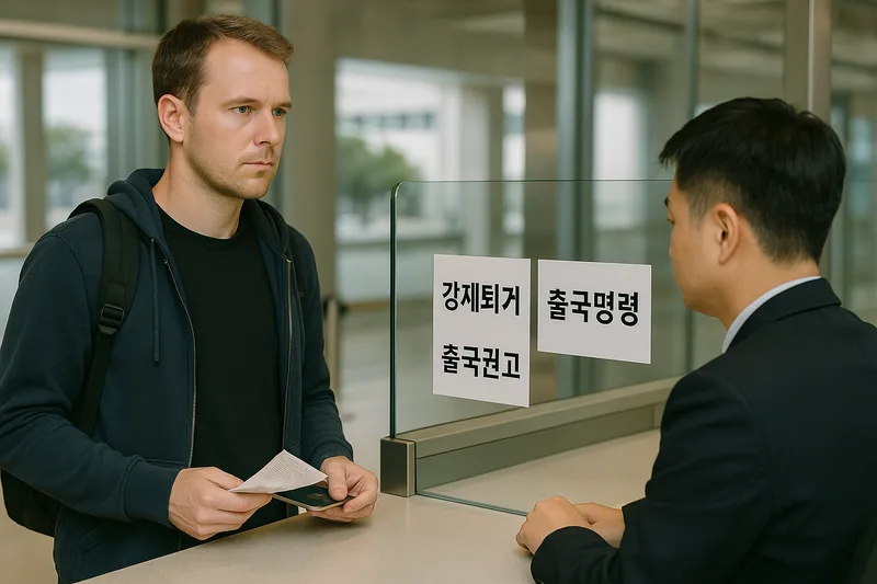 공항 출입국 심사대를 지나는 외국인, 강제퇴거 출국명령 출국권고 출입국 처분