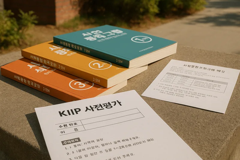 KIIP 사전평가 시험지와 단계별 교재, 사회통합프로그램 배정